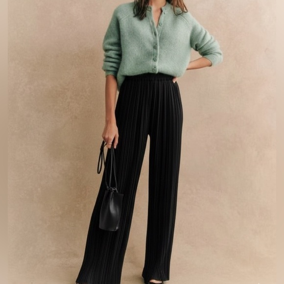 SEZANE JIMMY PANTS Black Pleated Trousers Size 40 - Picture 2 of 12